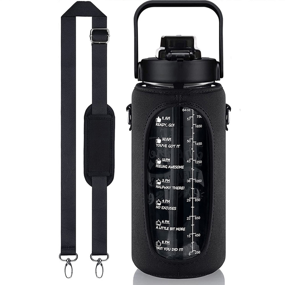 Half-Gallon Water Bottle With Sleeve 2L Leak-Proof, BPA-Free Sports Drinking Bottle With Straw And Custom Time Marker - Premium 5 from Kay Store - Just $37.98! Shop now at Kay Store